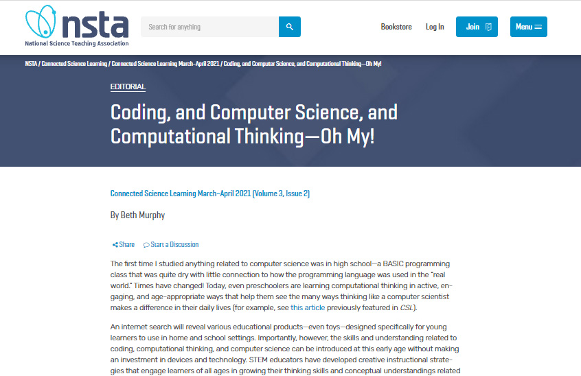 Coding, and Computer Science, and Computational Thinking—Oh My! | Beth ...